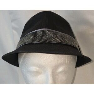 CALVIN KLEIN Fedora Mens S/M Black With Gray Band Classic Hat Cap Lid